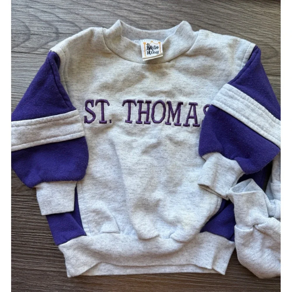 Kids Little King St Thomas‎ Sweatshirt Pants Set Gray Purple 12 Months